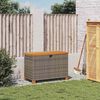 vidaXL Garden Storage Box Grey 80x40x48 cm Poly Rattan Acacia Wood
