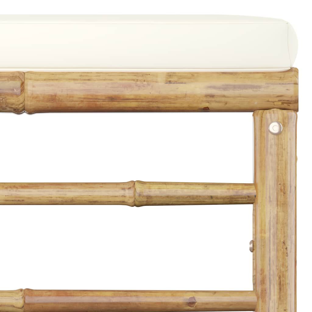 vidaXL 9 Piece Garden Lounge Set with Cream White Cushions Bamboo