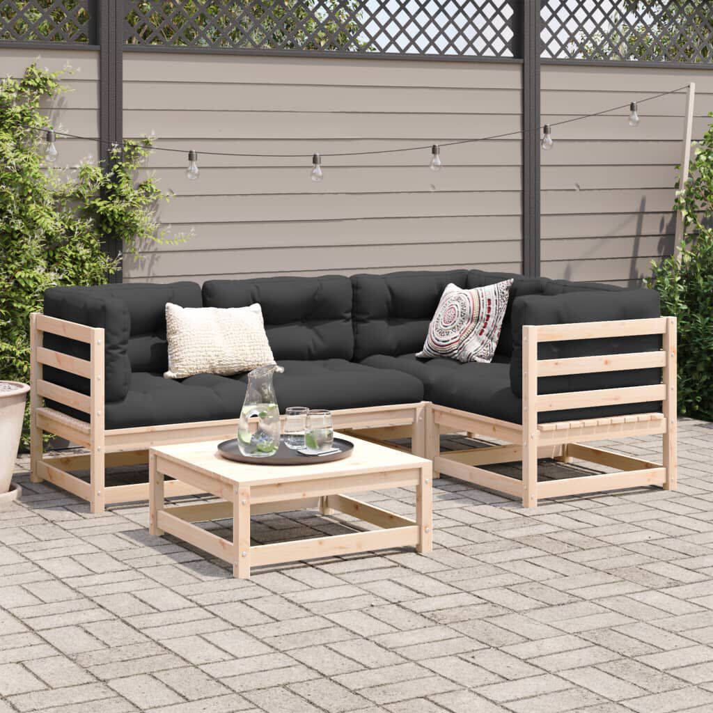 vidaXL 5 Piece Garden Sofa Set with Cushions Solid Wood Pine