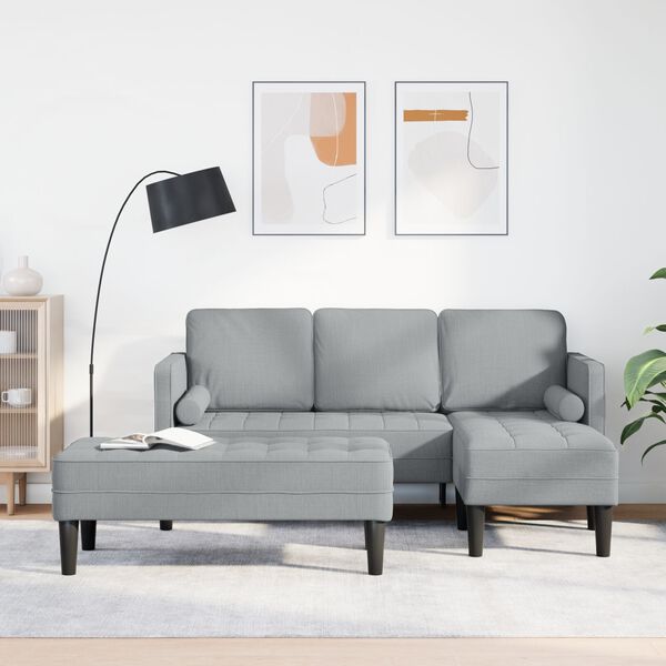 vidaXL 2 Piece Sofa Set with Cushions Light Grey Fabric