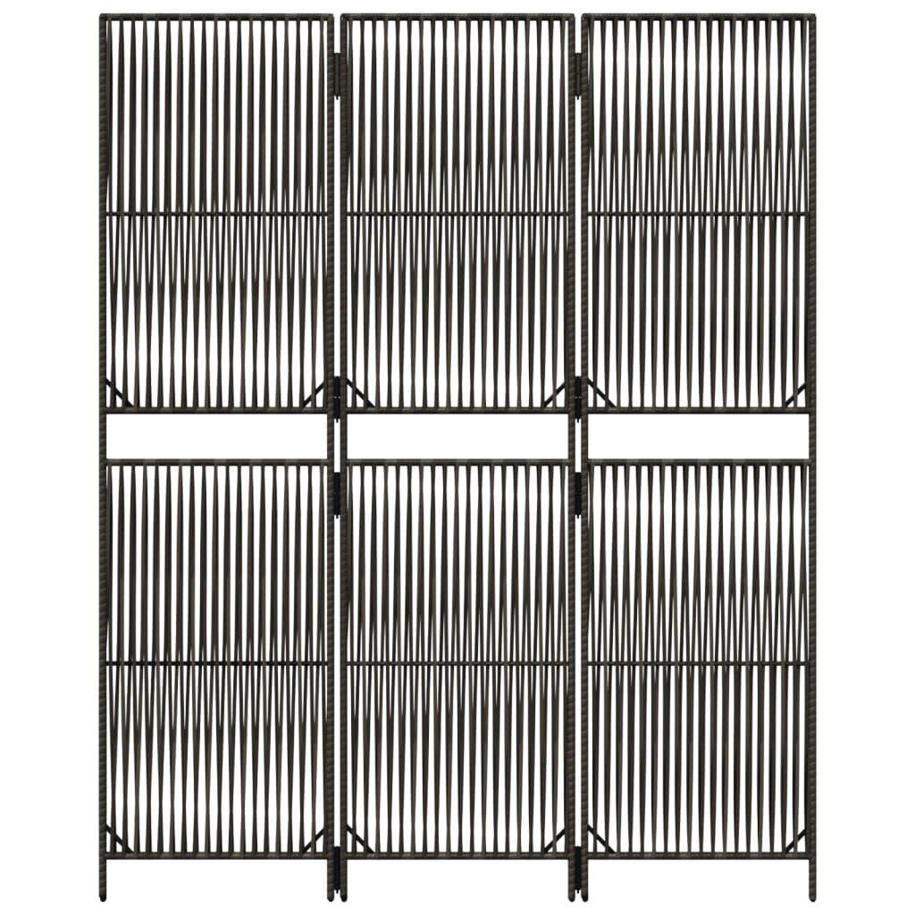 vidaXL Room Divider 3 Panels Grey Poly Rattan