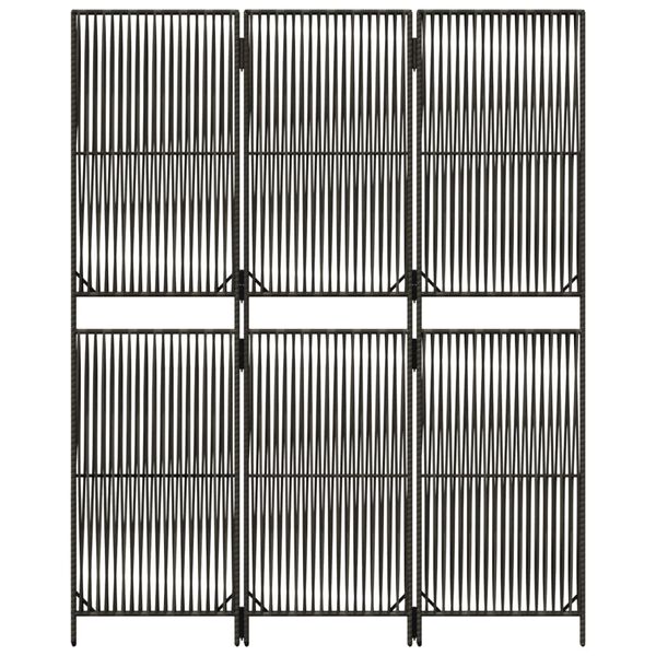vidaXL Room Divider 3 Panels Grey Poly Rattan