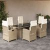 vidaXL 7 Piece Garden Dining Set with Cushions Beige Poly Rattan