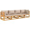 vidaXL 4 Piece Garden Lounge Set with Taupe Cushions Solid Wood
