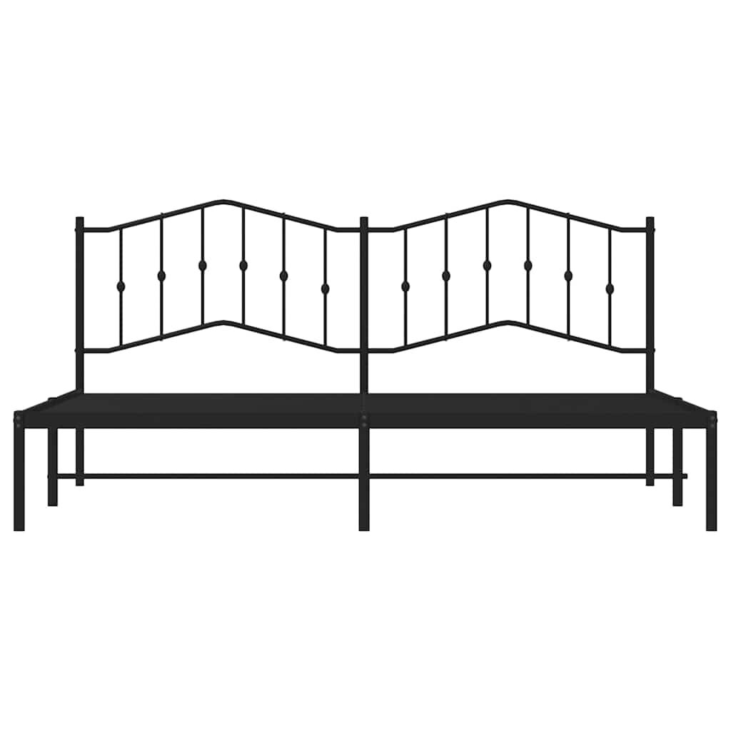 vidaXL Metal Bed Frame without Mattress with Headboard Black 193x203cm