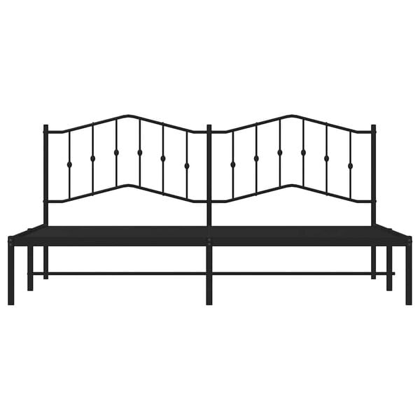 vidaXL Metal Bed Frame without Mattress with Headboard Black 193x203cm