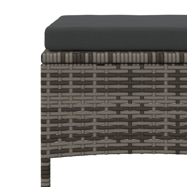 vidaXL 2-Seater Garden Sofa with Tea Table & Stools Poly Rattan Grey