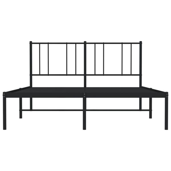 vidaXL Metal Bed Frame without Mattress with Headboard Black 135x190cm