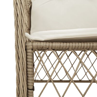 vidaXL 3 Piece Bistro Set with Cushions Beige Poly Rattan