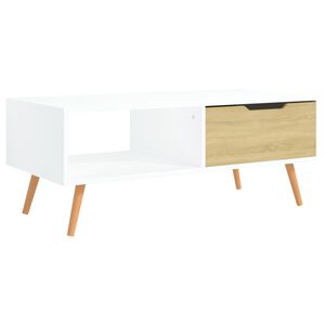vidaXL Coffee Table White and Sonoma Oak 100x49.5x43 cm Engineered Wood
