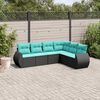 vidaXL 6 Piece Garden Sofa Set with Cushions Black Poly Rattan