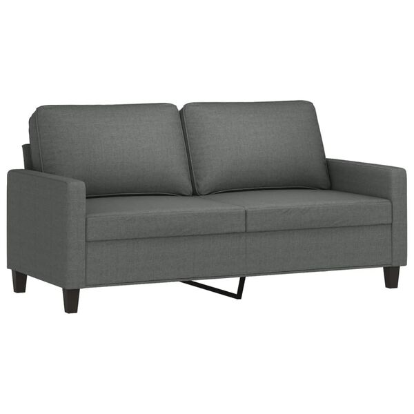 vidaXL 2 Piece Sofa Set with Cushions Dark Grey Fabric