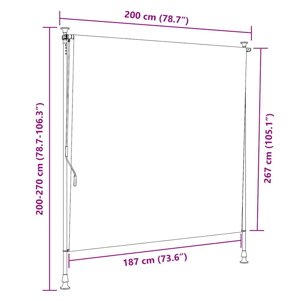 vidaXL Outdoor Roller Blind 200x270 cm Anthracite