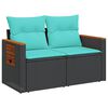 vidaXL Garden Sofa with Cushions 2-Seater Black Poly Rattan