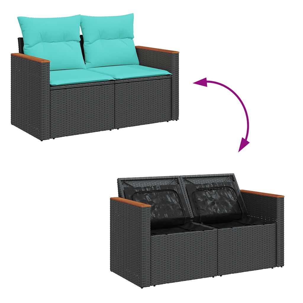 vidaXL 7 Piece Garden Sofa Set with Cushions Brown Poly Rattan Acacia