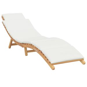 vidaXL Sun Lounger Cream white 188 x 55 x 59 cm Solid teak wood
