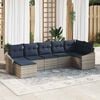 vidaXL Sofa Set with Cushion 7 pcs Grey Poly Rattan