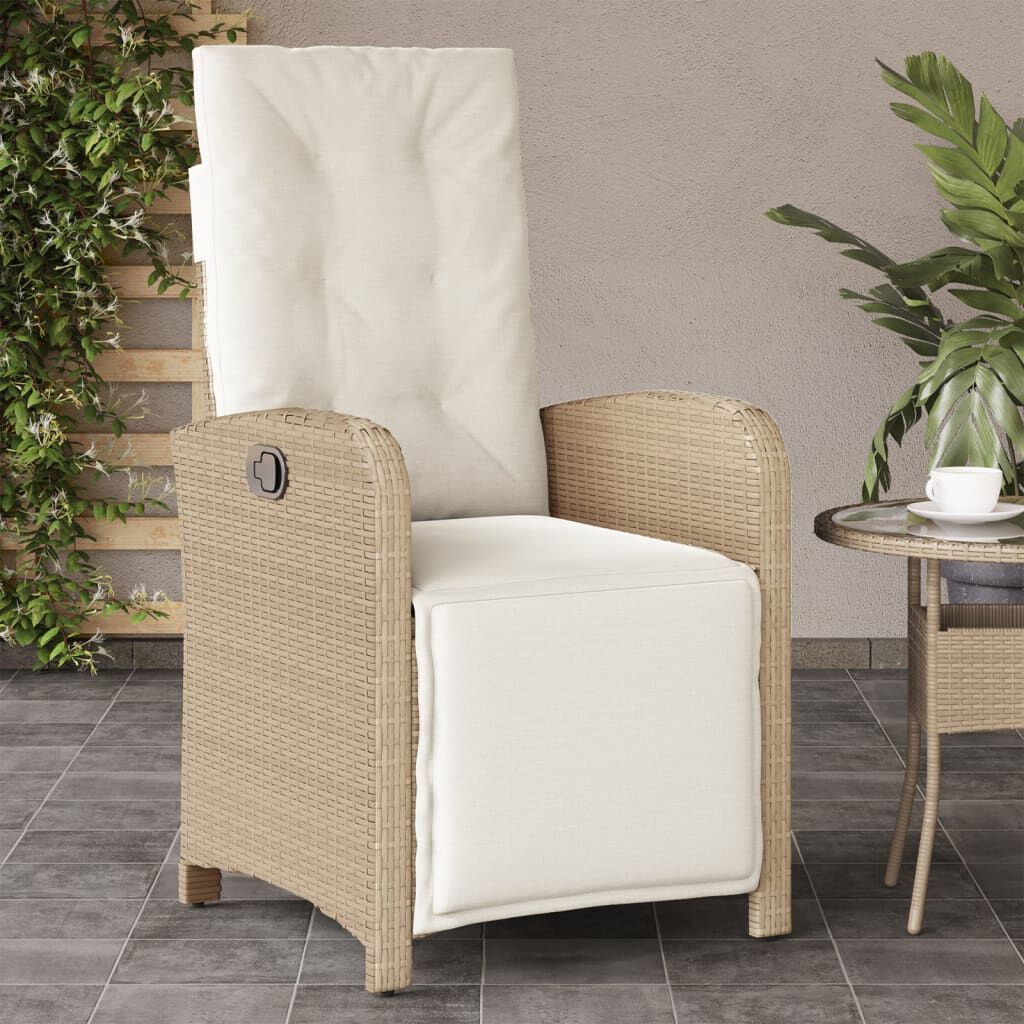 vidaXL Reclining Garden Chairs 2 pcs with Footrest Beige Poly Rattan