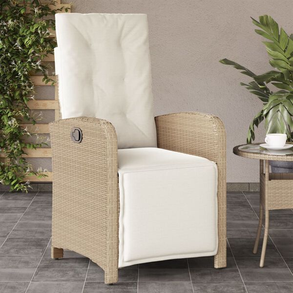 vidaXL Reclining Garden Chairs 2 pcs with Footrest Beige Poly Rattan