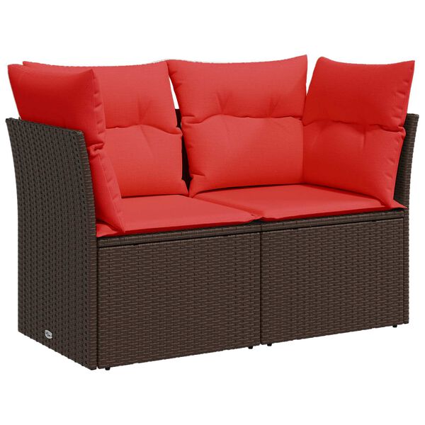 vidaXL Garden Sofa with Cushion Brown 124 x 62 x 69 cm Poly Rattan