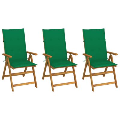 vidaXL Folding Garden Chairs 3 pcs with Cushions Solid Acacia Wood