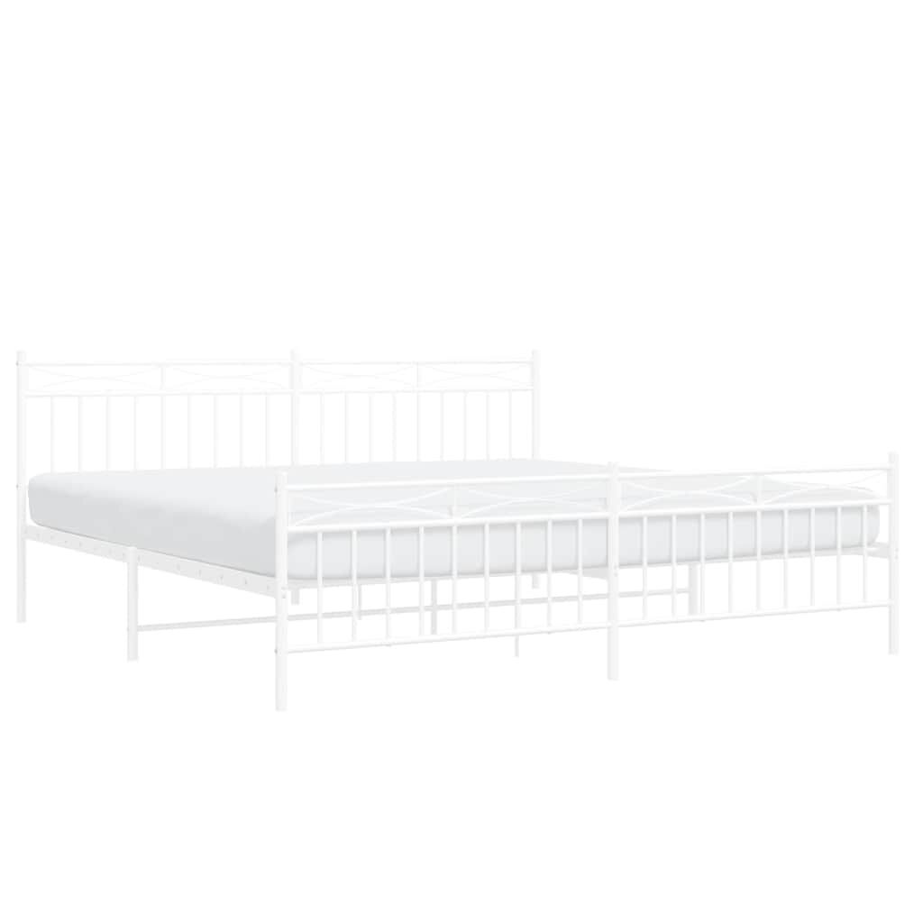 vidaXL Metal Bed Frame without Mattress with Footboard White 193x203cm