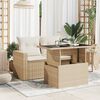 vidaXL Garden Table with Glass Top Beige 100x55x73 cm Poly Rattan