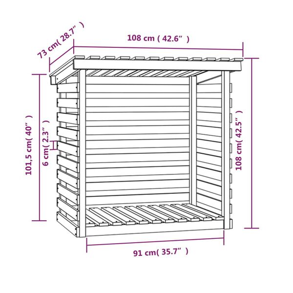 vidaXL Firewood Rack 108x73x108 cm Solid Wood Pine