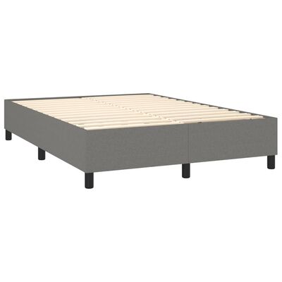 vidaXL Box Spring Bed with Mattress Dark Grey 153x203 cm Queen Size Fabric