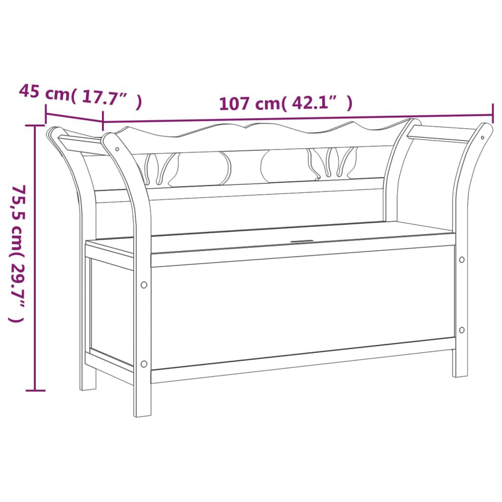 vidaXL Bench Grey 107x45x75.5 cm Solid Wood Fir