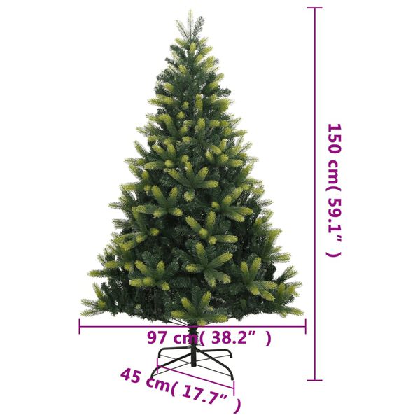 vidaXL Artificial Hinged Christmas Tree with Stand 150 cm