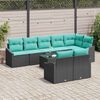 vidaXL Garden Sofa Set 9 pcs Black and Turquoise Poly Rattan
