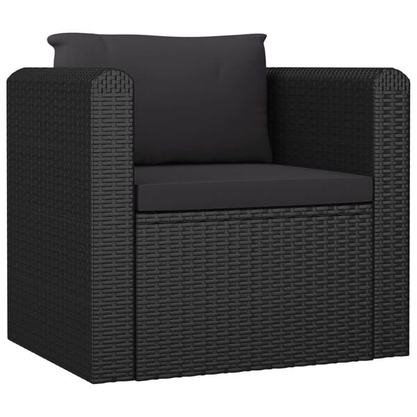 vidaXL 10 Piece Garden Lounge Set with Cushions Poly Rattan Black