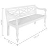 vidaXL Batavia Bench 123 cm Solid Mahogany Wood White