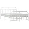 vidaXL Metal Bed Frame without Mattress with Footboard White 135x190cm