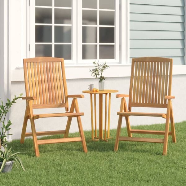vidaXL Reclining Garden Chair 2 pcs Solid Wood Teak