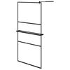 vidaXL Walk-in Shower Wall with Shelf Black 100x195 cm ESG Glass&Aluminium