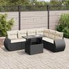 vidaXL 7 Piece Garden Sofa Set with Cushions Black Poly Rattan