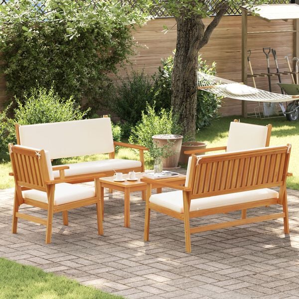 vidaXL 5 Piece Garden Sofa Set with Cushions Solid Wood Acacia