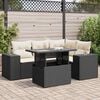 vidaXL 5 Piece Garden Sofa Set with Cushions Black Poly Rattan