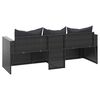 vidaXL 3-Seater Garden Sofa with Cushions Black Poly Rattan