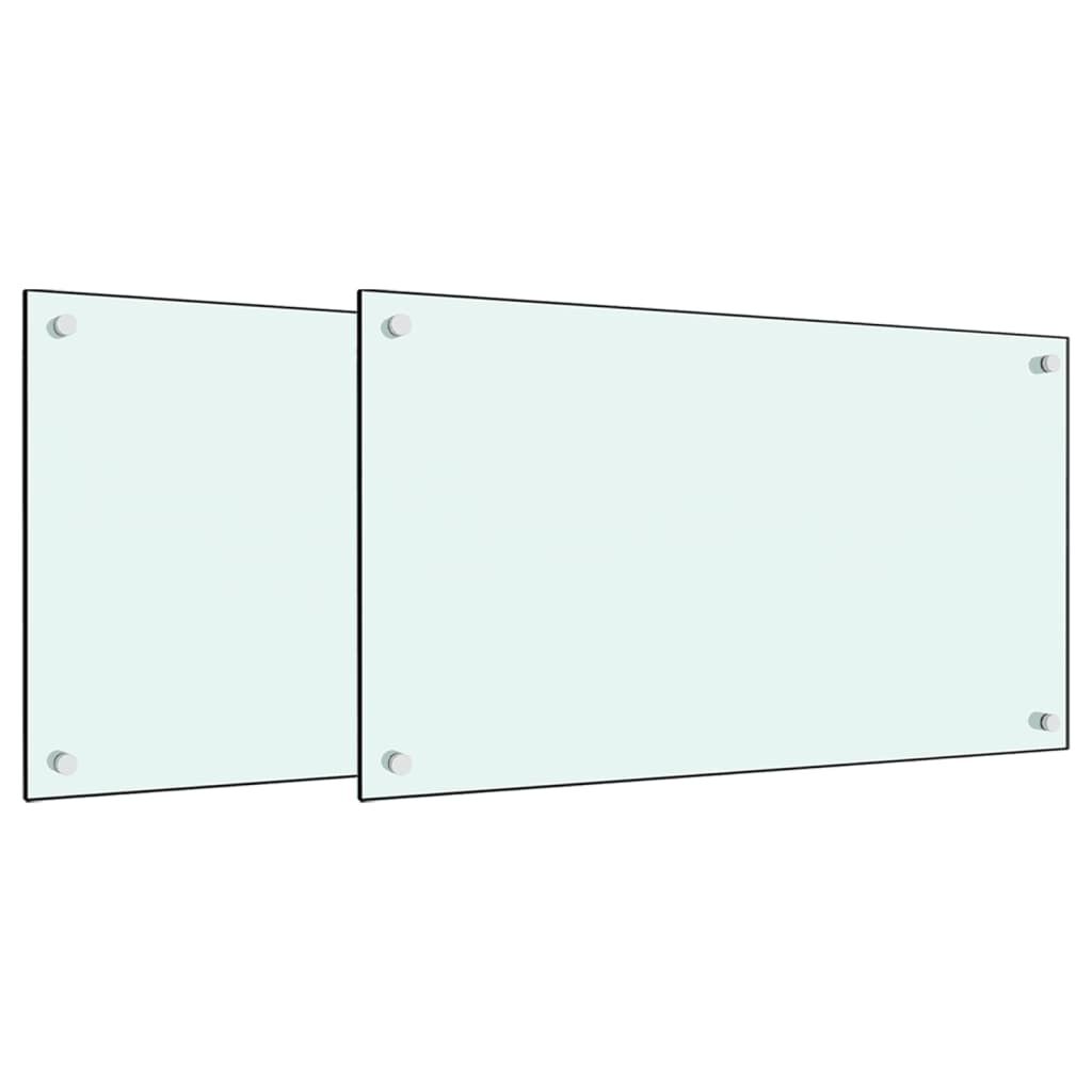 vidaXL Kitchen Backsplashes 2 pcs White 70x50 cm Tempered Glass