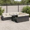 vidaXL 11 Piece Garden Sofa Set with Cushions Black Poly Rattan