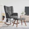 vidaXL Rocking Chair with a Stool Dark Grey Velvet