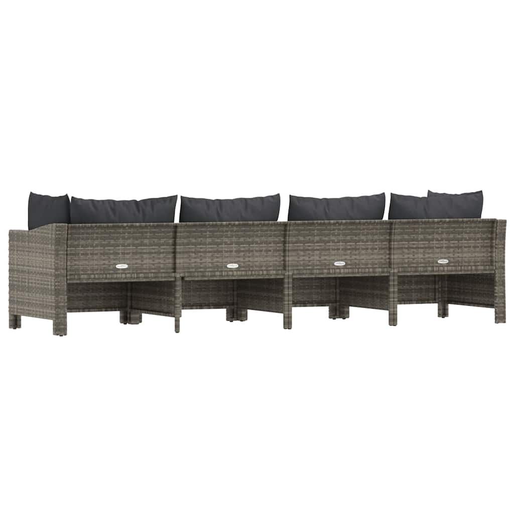 vidaXL 4 Piece Garden Lounge Set with Cushions Grey Poly Rattan