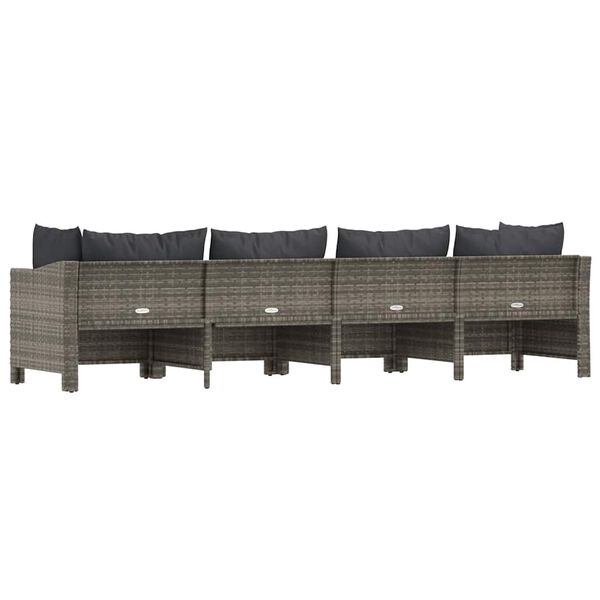 vidaXL 4 Piece Garden Lounge Set with Cushions Grey Poly Rattan
