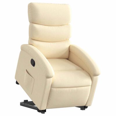 vidaXL Stand up Recliner Chair Cream Fabric