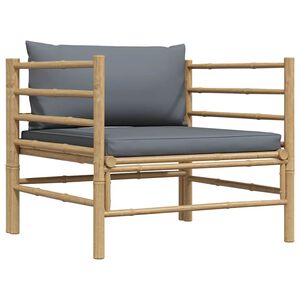 vidaXL Garden Sofa with Dark Grey Cushions Bamboo