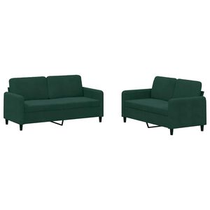 vidaXL 2 Piece Sofa Set Dark Green Velvet