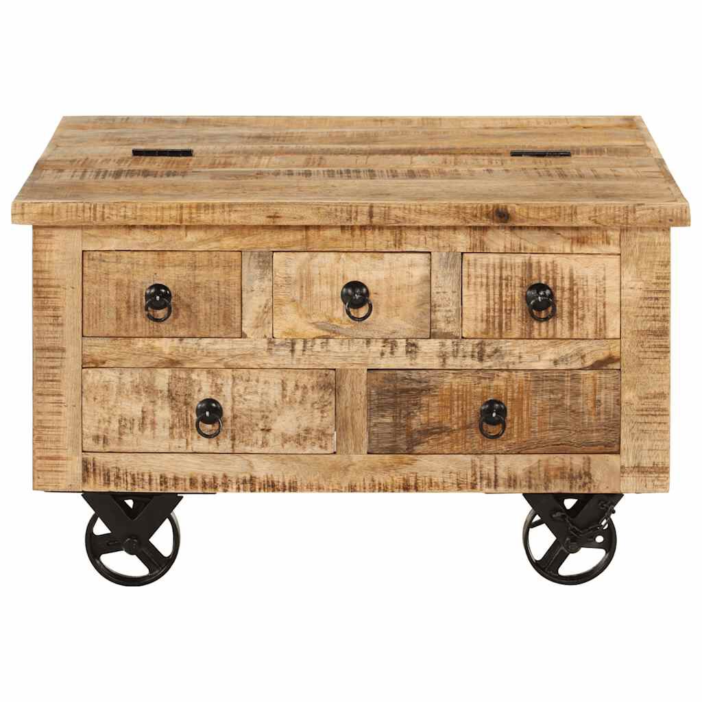 vidaXL Coffee Table Rough Mango Wood 70x70x40 cm